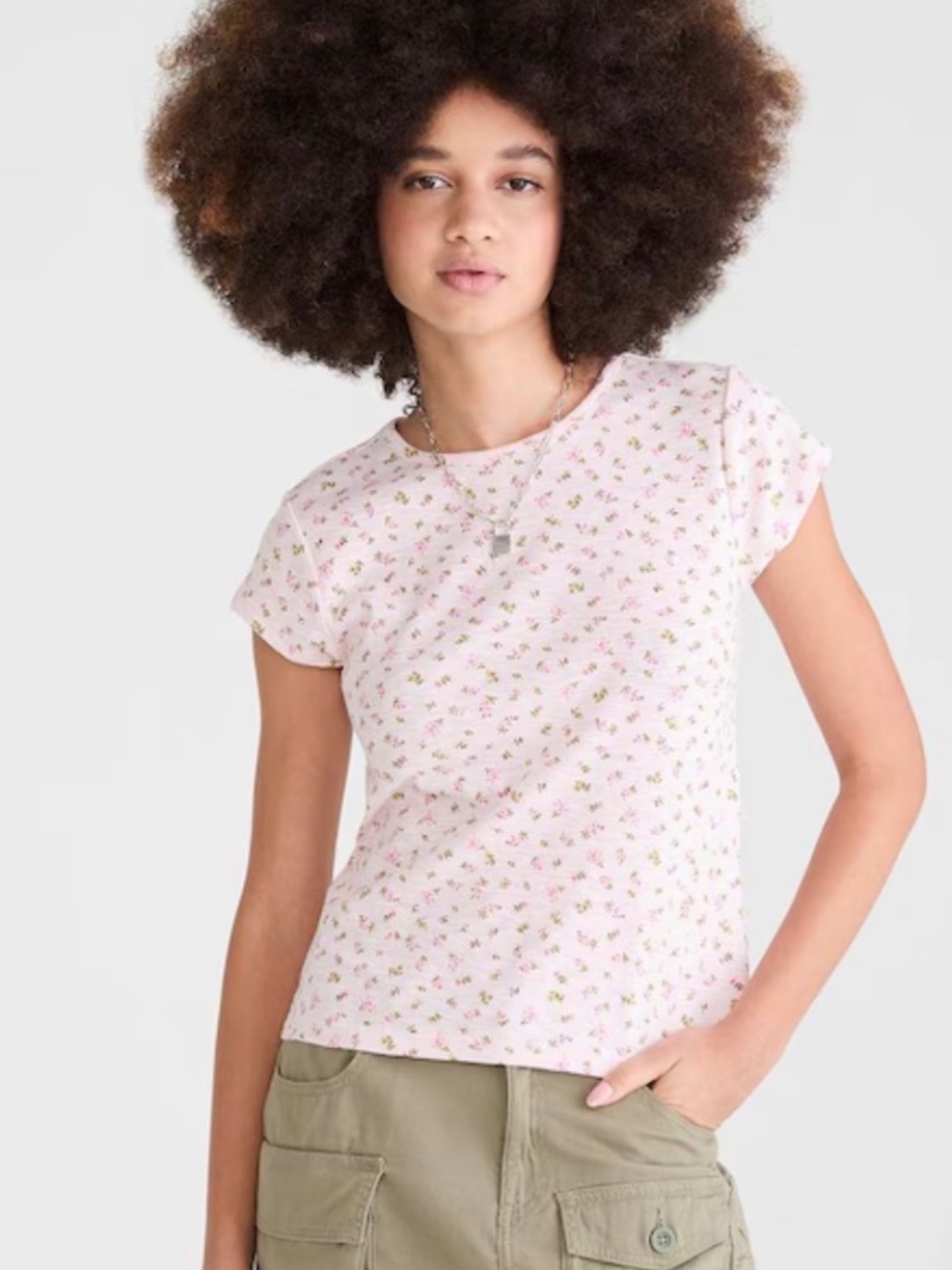 NWT Aeropostale Seriously Soft Floral Print Slub Jersey Crew Tee